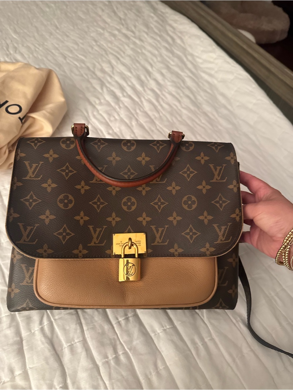 Louis Vuitton Monogram Canvas Crossbody Bag in Brown with Gold Hardware